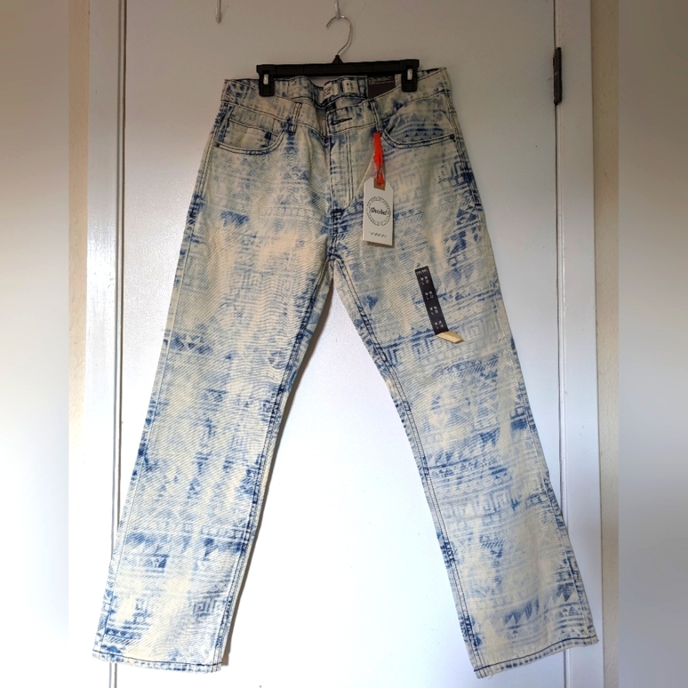 RARE:  Decibel Dry Goods Aztec Light Bleach Jeans NWT
